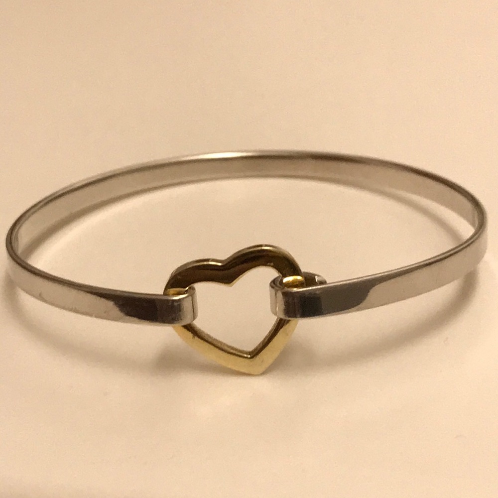Sterling Silver & Gold Floating Heart Bracelet